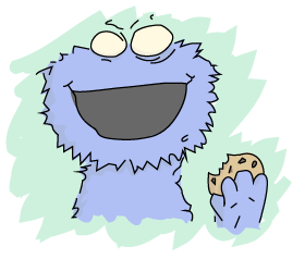 A parody of Cookie Monster, looking a bit more like a monster.