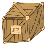 a crate with a sign that sayz '.ez'