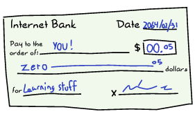 A check for 5 cents made to 'YOU!'
